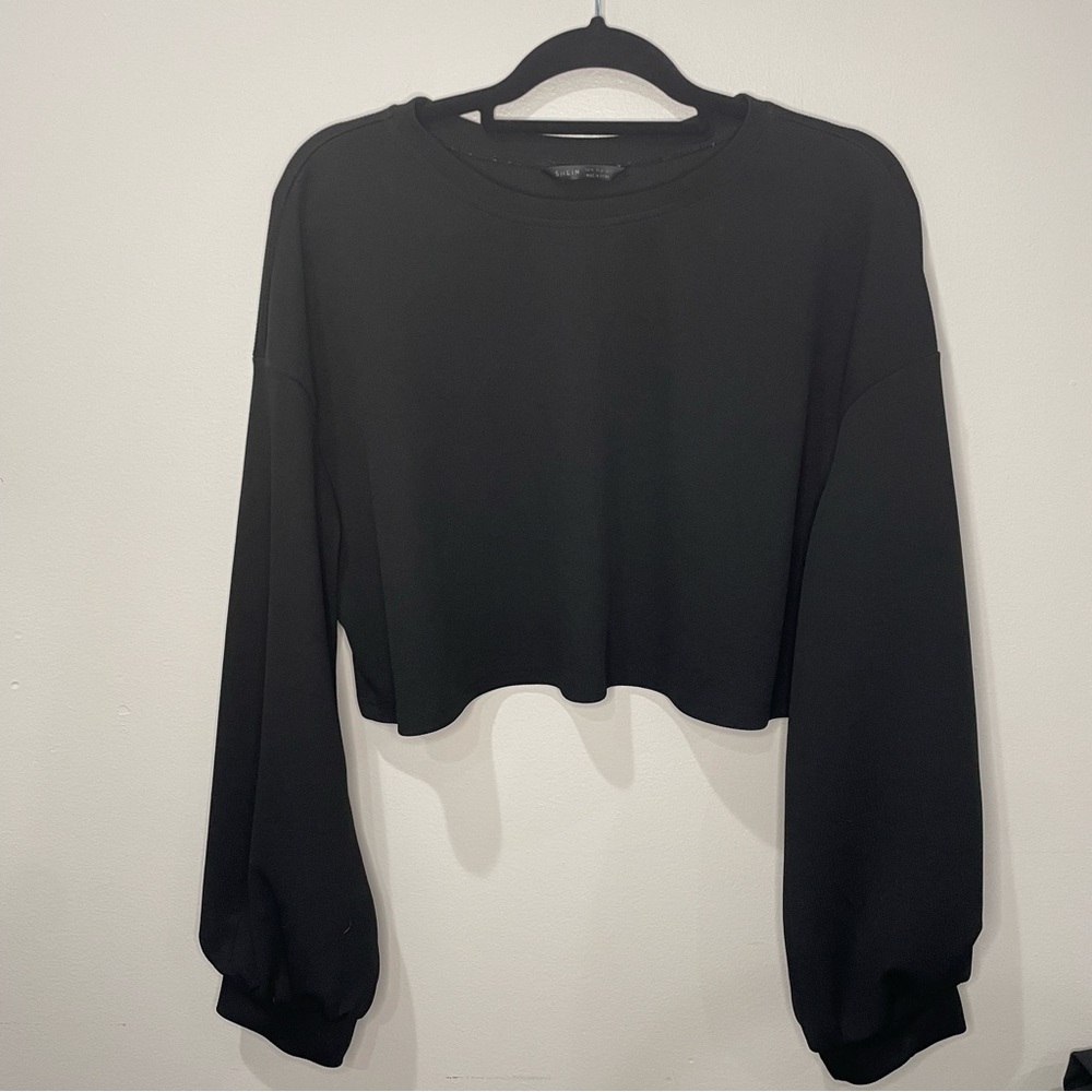 Shein Long Sleeve Crop Top Black sz XL